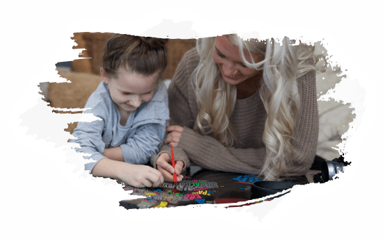 Mother and daughter scratching map